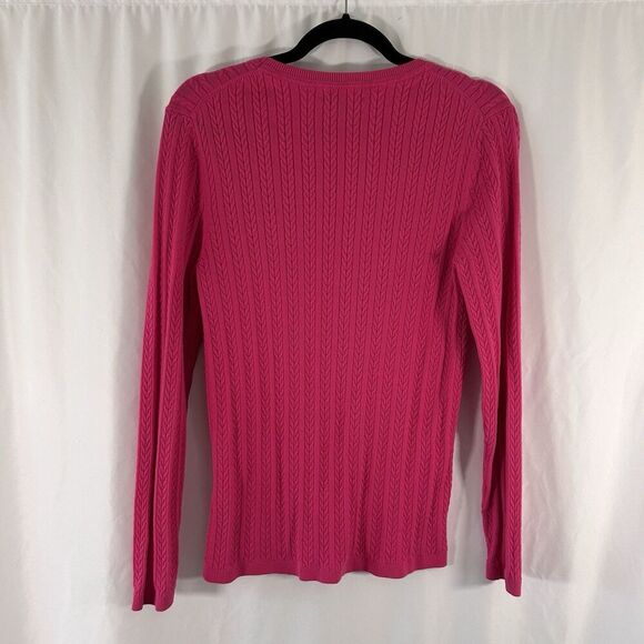 Tommy Hilfiger Sweater Women's Large Pink Crew Neck Long Sleeve 100% Cotton - Picture 4 of 7